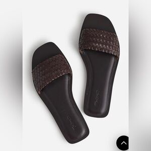 NWOT Madewell The Cora Slide Sandal in Woven Leather, Size 9.